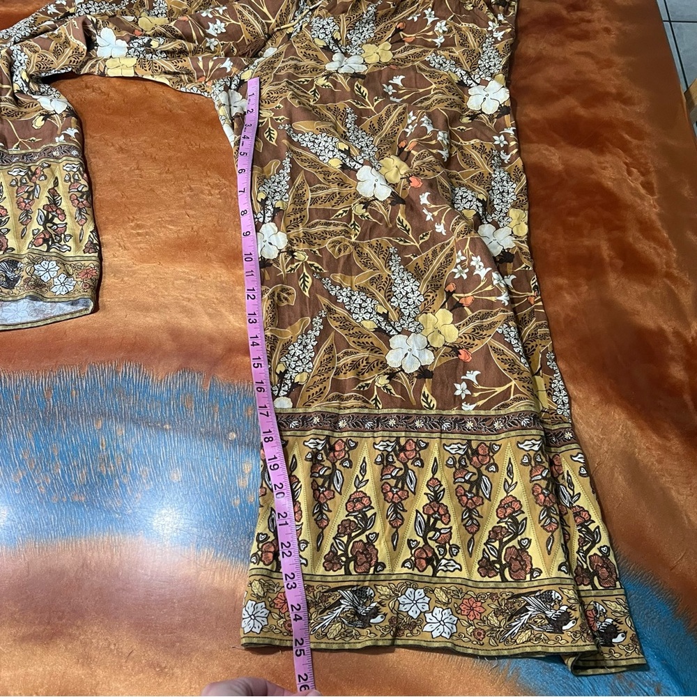 Spell & The Gypsy Bianca Brown Floral print wide leg pants size small - Picture 12 of 16